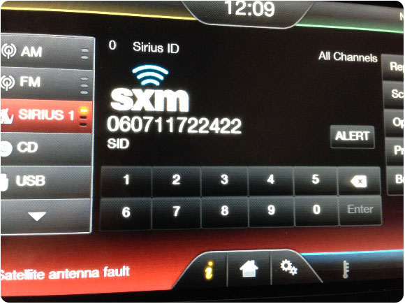 SXM radio dashboard