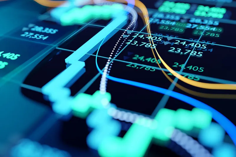 Charts and graphs of stock prices